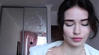 Cute curly brunette solo webcam masturbation