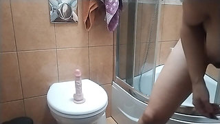 Riding a Dildo to Orgasm and Peeing Hard