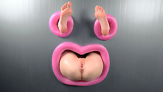 Gloryhole Ass Sticking Out of the Wall: POV Fuck with Face Reactions Until Creampie
