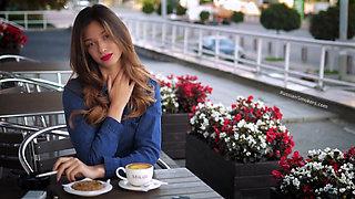 Magnetic Russian Beauty Playing with Cigarette Smoke