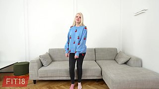 Fit18 - Amber Kawaii - Casting Tall Blonde German In White Bodysuit - 60FPS POV