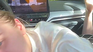 Schoolgirl Footjob in the Car