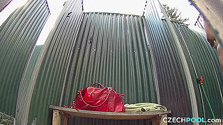 Czech Pool 40: Curvy Redhead MILF Shows off in the Shower