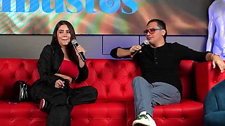 I fuck fan on live TV show in front of my cuckold boyfriend -