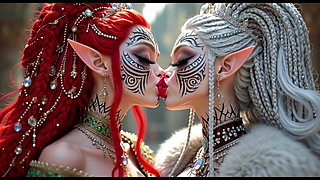 Beautiful Elves Princess Kissing, Ai Animation