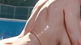 Gol Lady Reze Hard Anal Sex in the Pool