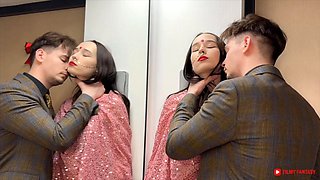 Brunette Longhair in Uniform Gives Blowjobs for Cash