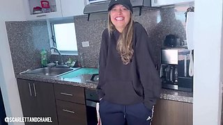 Innocent Food Delivery Guy Unaware of Paid Pizza - Scarlett & Chanel Lesbian Encounter