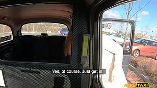 Fake cab full vignette - Big Tits blondie gets them out in public car park