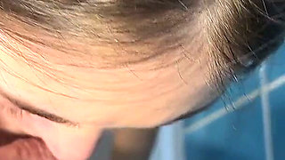 Hot Gagging Deep Blowjob in Bathroom POV