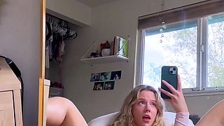 Hailey Hitch Stuffs Her Wet Pussy With Pink Dildo In Front