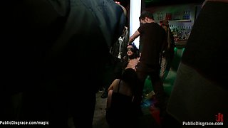 Babe took big cock in the ass in public
