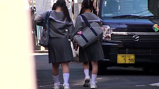 Japanese teen in schoolgirl uniform stripped and fucked