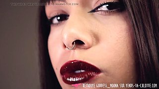 Belligerent JOI from Fierce French Dominatrix for Dwarf Cock  Stunning Brunette Mocks Pathetic