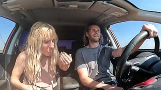 Sexy Blonde Swallows Cum After Road Head