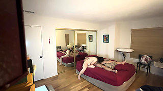 Yummy Jimmy Fucks Chinese Yoga Instructor Slutty Kitty in the Guest Bedroom with Her Husband Next Door
