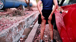 Roadside Tease and Squirt Near Stranger