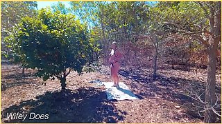 Wifey Does Shows Off Big Tits While Stripping Naked in Public Park