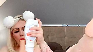 Horny big boobed fat chubby busty blonde