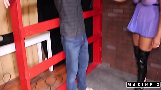 Helpless Ricky Evers Gets Bound & Cock Sucked By Insatiable With Nicky Rebel And Maxine X