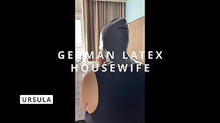 Latex Housewife Gets Mouth Filled with Cum