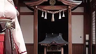 Forbidden Contrast Between Shrine & Bedroom, Wet Secrets Under Red & White Kimono.
