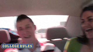 College rules - insane coeds submit a video with public flashing, car fellatios, and steamy wishes