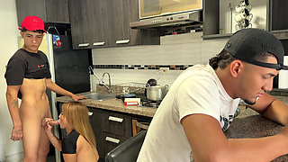 My Stepson Takes Advantage of My Cuckolded Husband Being Distracted, to Fuck Me Rich in the Kitchen.