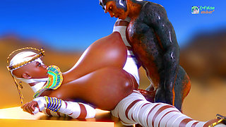 Ancient Mummy Queen with Massive Heavy Hanging Tits Takes Her Worshipper Through Multiple Positions for Desert Breeding