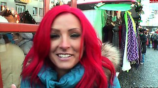 Redhead amateur GF blowjob with huge facial cumshot