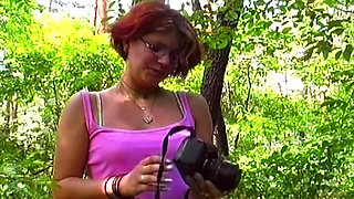 Mature Redhead MILF Takes Facial Cum Outdoors