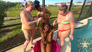 Messy Bean Play Four Hot Girls Squish Beans All Over Their Curves and Dare You to Lick Them Clean