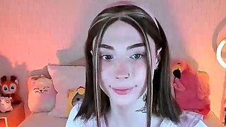 Chubby big tits shemale jerking her big cock