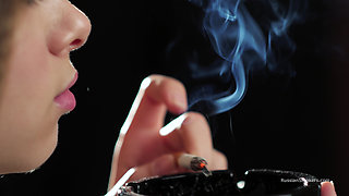 Ultra HD Russian Beauty Smoking Cigarette Seaside