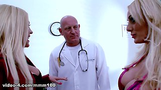Stacey Saran and Cindy Behr two gorgeous blondes get fucked hard by the doctor - MMM100