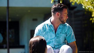 Lexi Luna Gives Seth Gamble a Poolside Blowjob Then Gets Cum on Her Tits