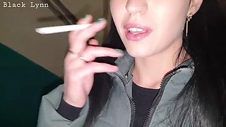 Smoking Hentai Girlfriend Sucks Off Black Lynn on Stairs