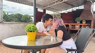 Step Sister Teaches Step Brother How To Kiss And Ends Up Fucking Him Hard In The Bathroom