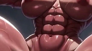 Strong Muscular Woman Bound & Extremely Horny - Swollen Big Clit Close up