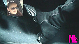 Driving Fast in Black Suede Knee High Boots