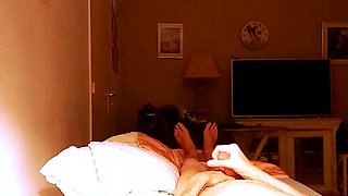 nude wanking in the bedroom during the night