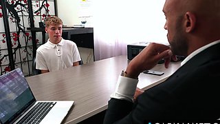 ANAL fucked by his boss on his 1st day at job