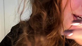 Redhead Nerdy Teen With hairy pussy Masturbating
