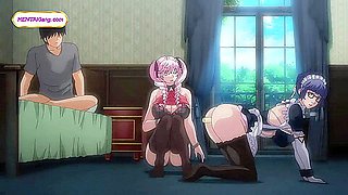 Pink haired cutie milks cock with food play & messy footjob ▰ Hentai Anime