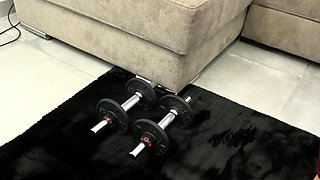 Small tit brunette gives a nice hard blowjob and fuck