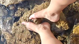 Footjob in the Sea