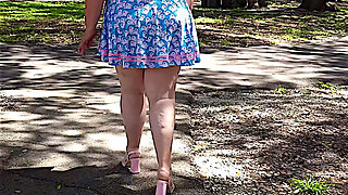 Jamdown26_da0603 - Hot Sexy BBW Walking Outdoors in the Park Wearing Mini Dress and Heels