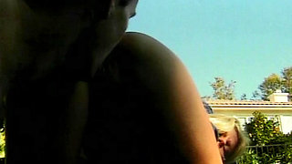 Classic Blonde MILF Rides Big Dick in the Backyard