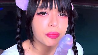 Sweet beauty masturbating on webcam close up