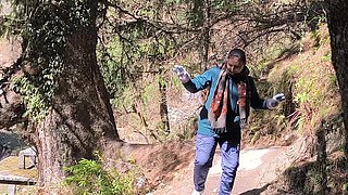 Fuck After Walk in Forest at Waterfall